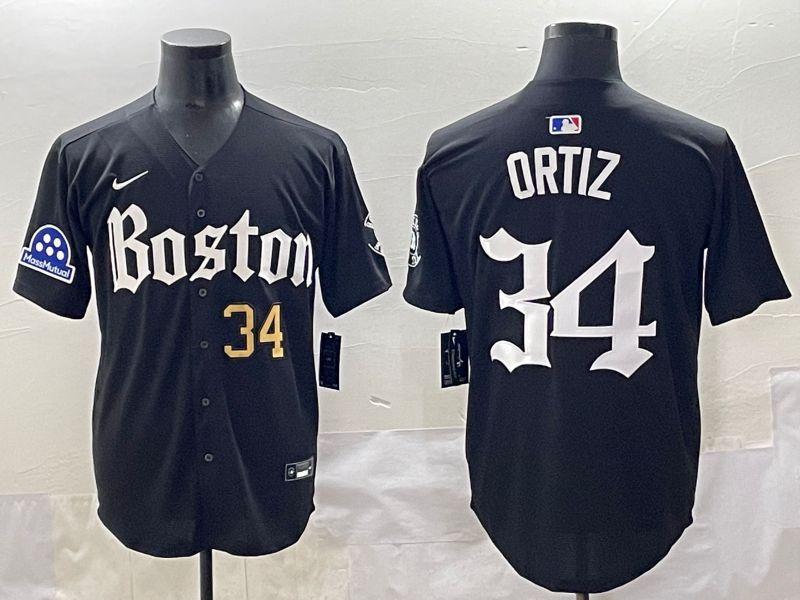 Men 2025 Boston Red Sox #34 Ortiz Black Five generations Joint Name Nike MLB Jersey style 3->boston red sox->MLB Jersey